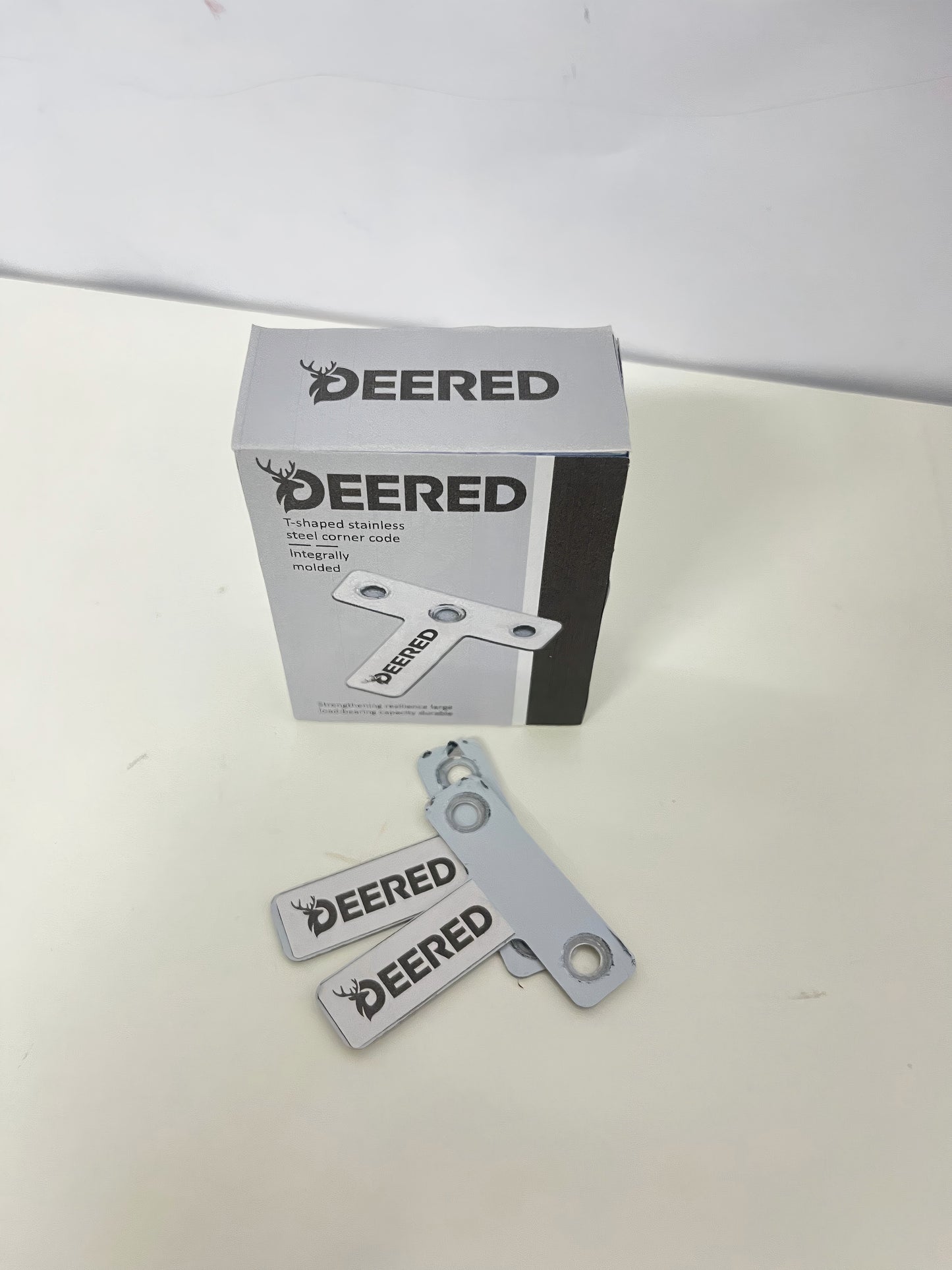 DEERED T-Shaped Stainless Steel Angle Bracket One-Piece Molding Strong Reinforcement Durable Support Accessory for Furniture/Cabinets