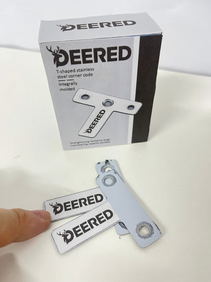 DEERED T-Shaped Stainless Steel Angle Bracket One-Piece Molding Strong Reinforcement Durable Support Accessory for Furniture/Cabinets