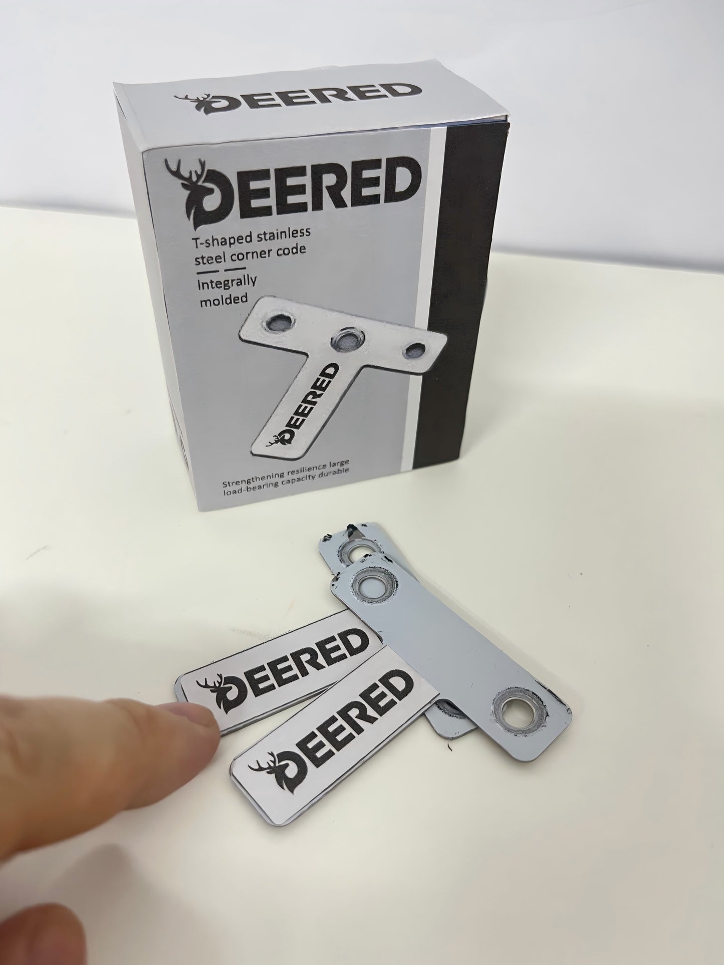DEERED T-Shaped Stainless Steel Angle Bracket One-Piece Molding Strong Reinforcement Durable Support Accessory for Furniture/Cabinets