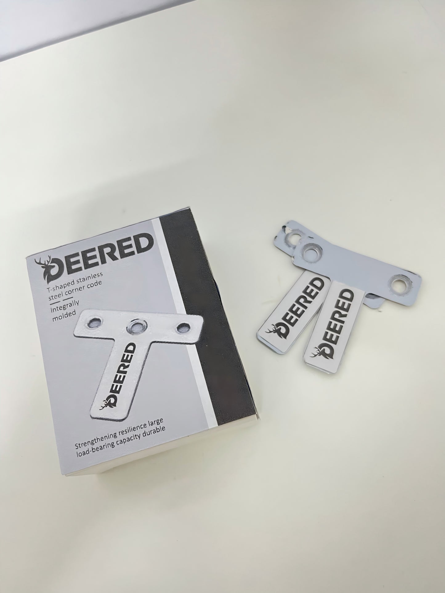DEERED T-Shaped Stainless Steel Angle Bracket One-Piece Molding Strong Reinforcement Durable Support Accessory for Furniture/Cabinets