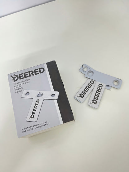 DEERED T-Shaped Stainless Steel Angle Bracket One-Piece Molding Strong Reinforcement Durable Support Accessory for Furniture/Cabinets