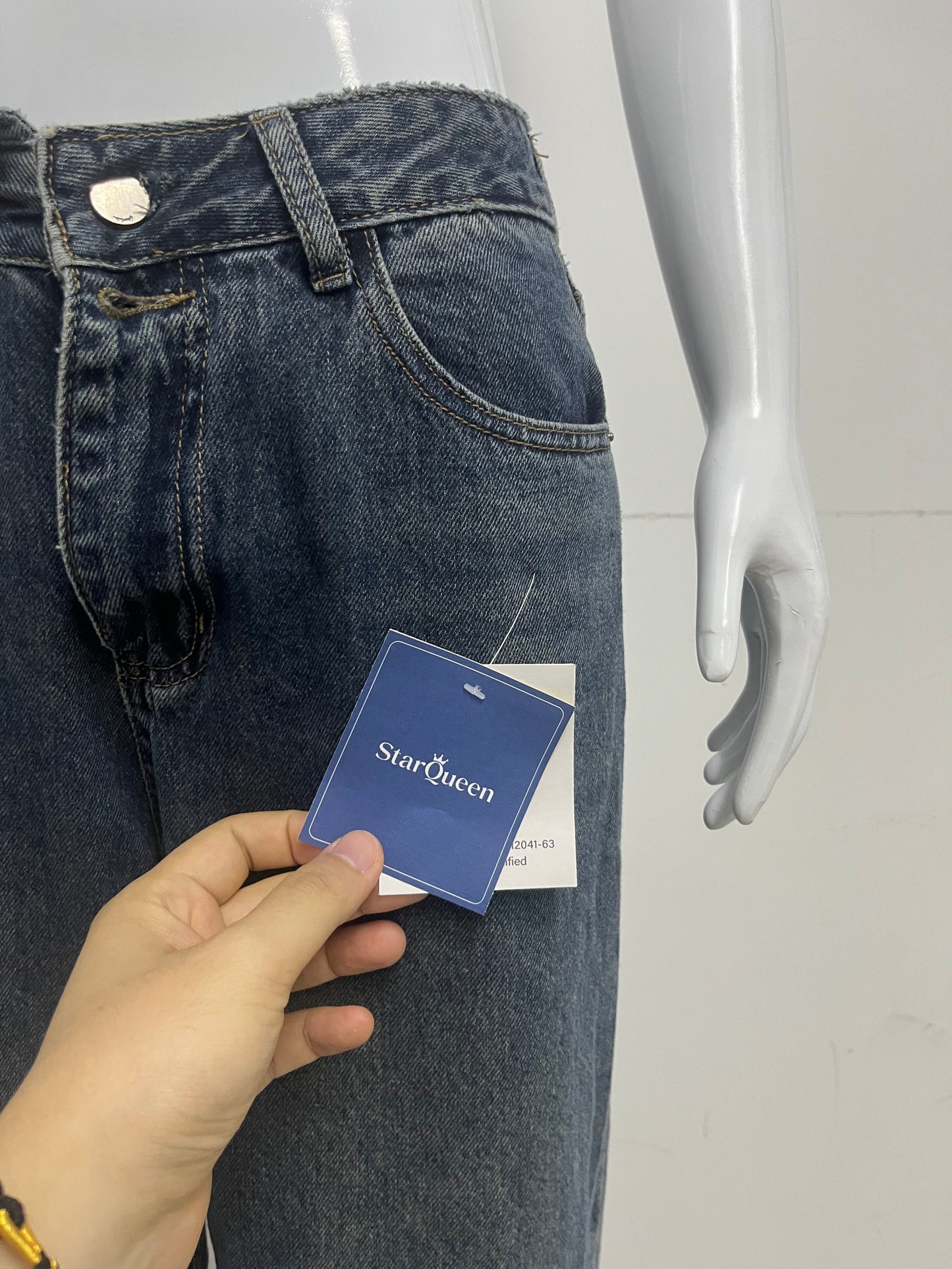 [StarQueen Jeans]-Vintage Frayed Wide-Leg Jeans - High-Waisted Slimming Straight