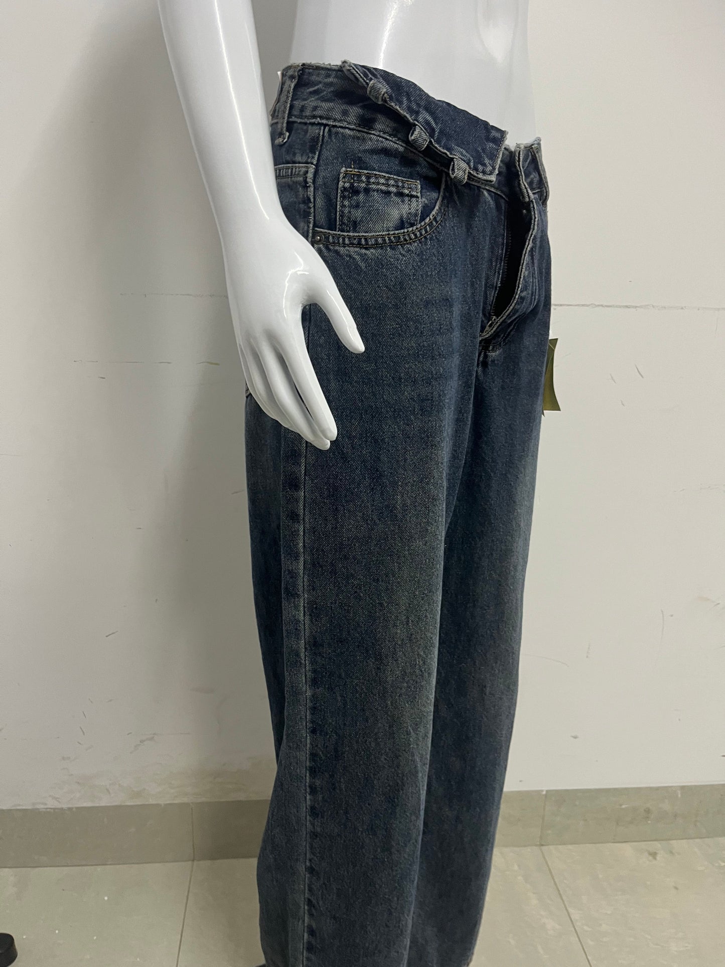 [StarQueen Jeans]-Vintage Frayed Wide-Leg Jeans - High-Waisted Slimming Straight
