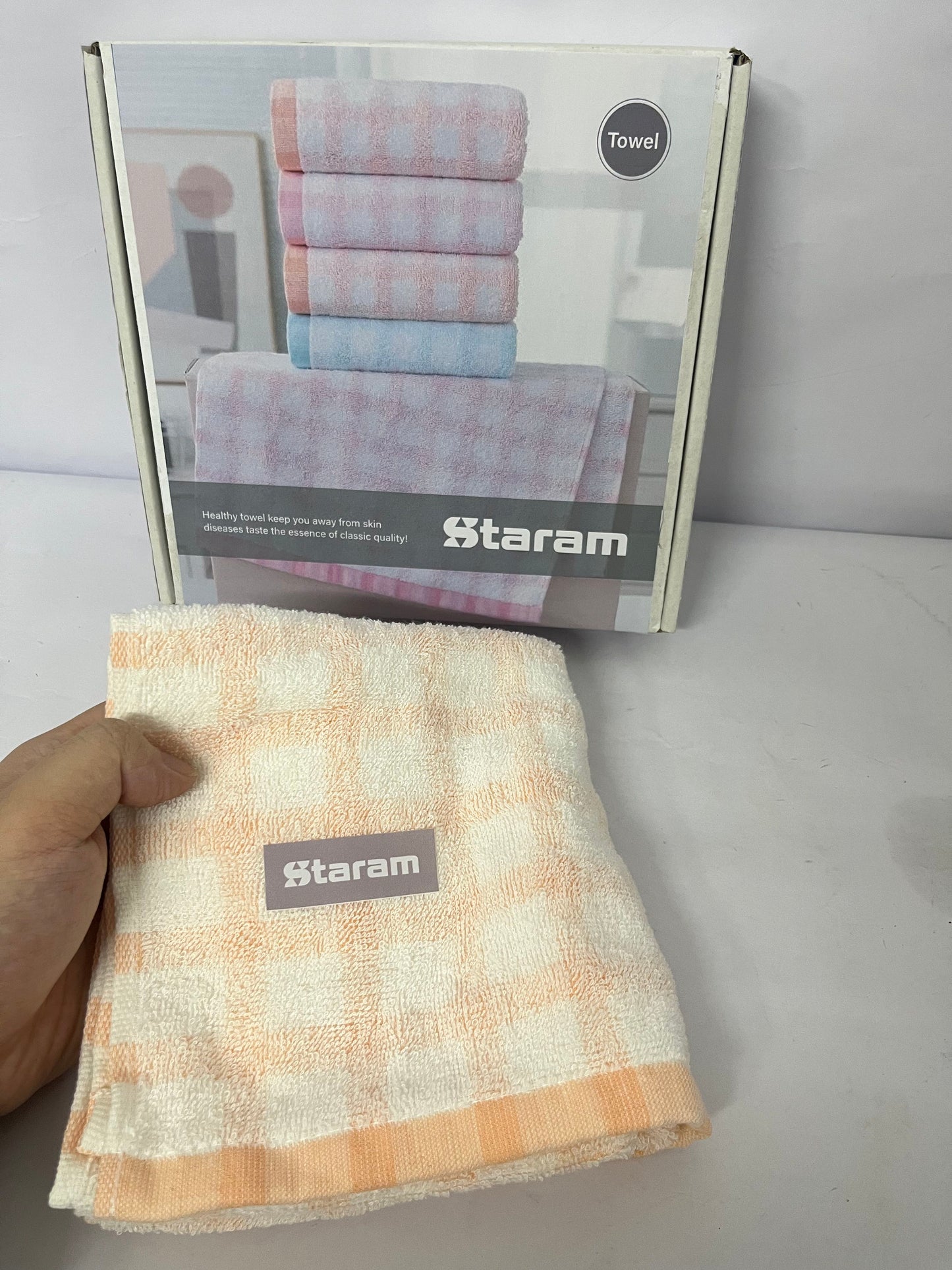 Staram Healthy Plaid Towel Gift Set, Skin-Friendly Absorbent Multi-Color Towels for Face & Hand, Ideal for Home Use & Gifting
