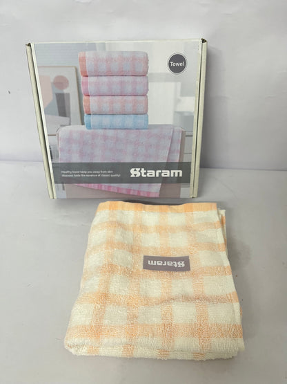 Staram Healthy Plaid Towel Gift Set, Skin-Friendly Absorbent Multi-Color Towels for Face & Hand, Ideal for Home Use & Gifting