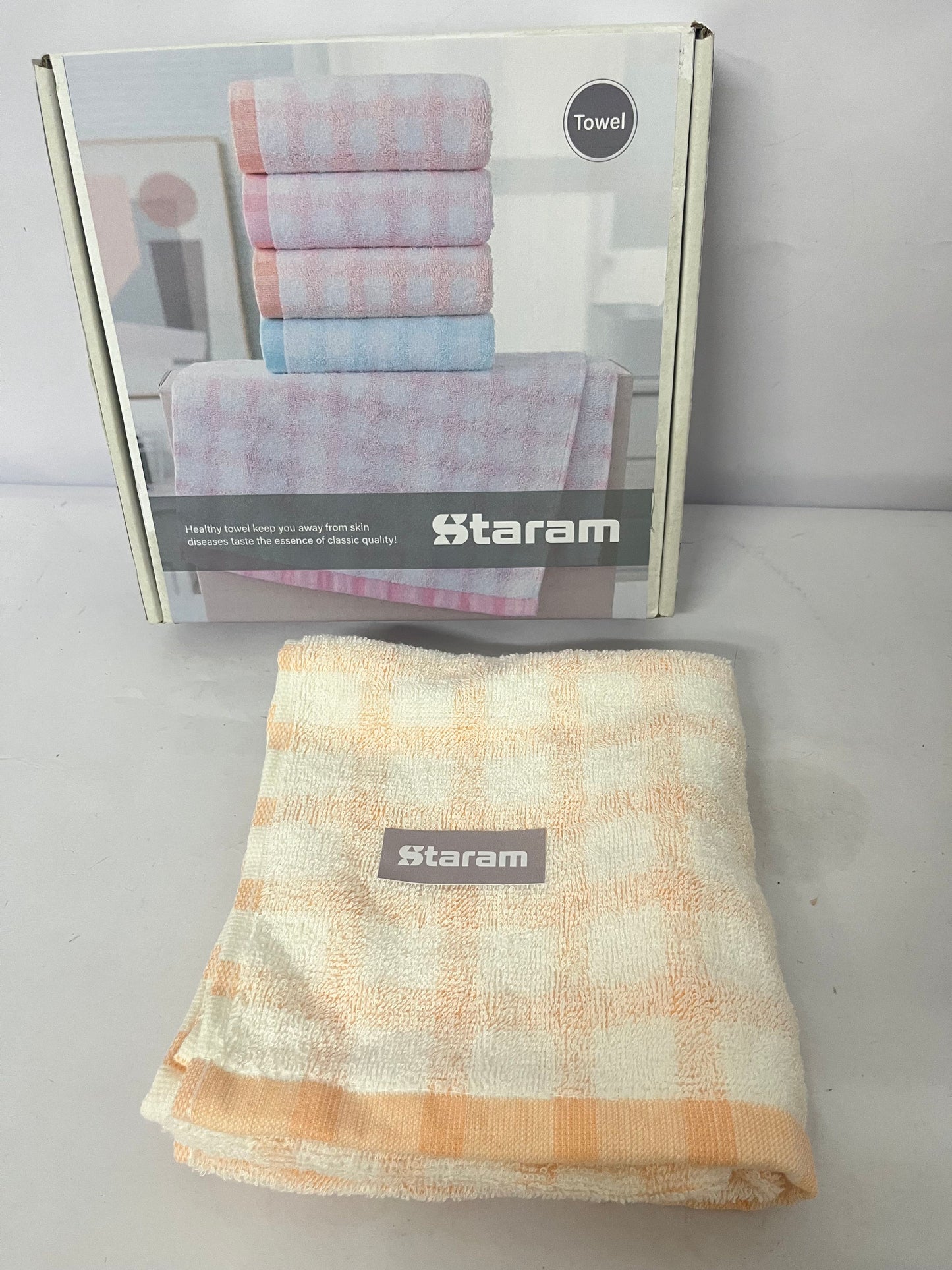 Staram Healthy Plaid Towel Gift Set, Skin-Friendly Absorbent Multi-Color Towels for Face & Hand, Ideal for Home Use & Gifting