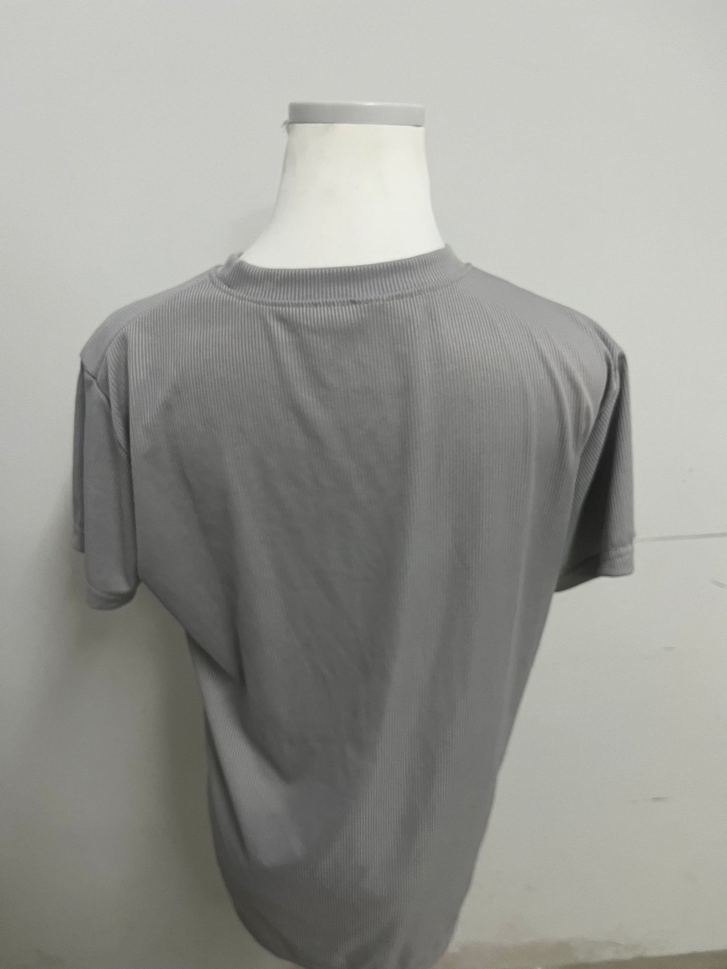 Starest Gray 100% Cotton T-Shirt, Crew Neck Ribbed Texture, Comfortable & Versatile Casual Daily Top