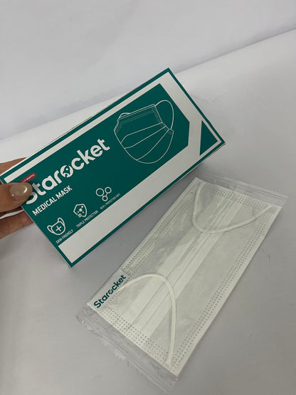 Starocket Disposable Face Mask 50 Pack Individually Packaged Wrapped Protection For Adults 3-layer Filter Safety Face Masks
