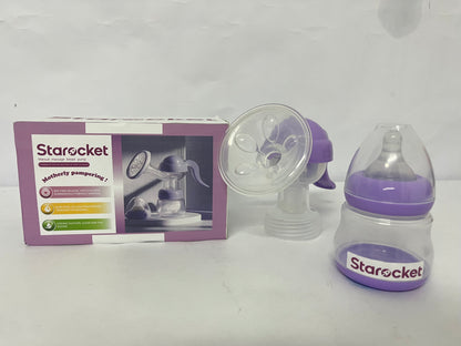 Starocket Manual Breast Pump, Hand Pump with Comfortable Flange, Includes 5oz Baby Bottle with Slow Flow Nipple, Breastfeeding Essentials