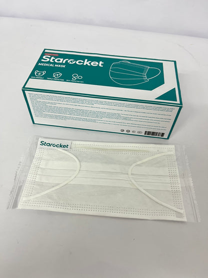 Starocket Disposable Face Mask 50 Pack Individually Packaged Wrapped Protection For Adults 3-layer Filter Safety Face Masks