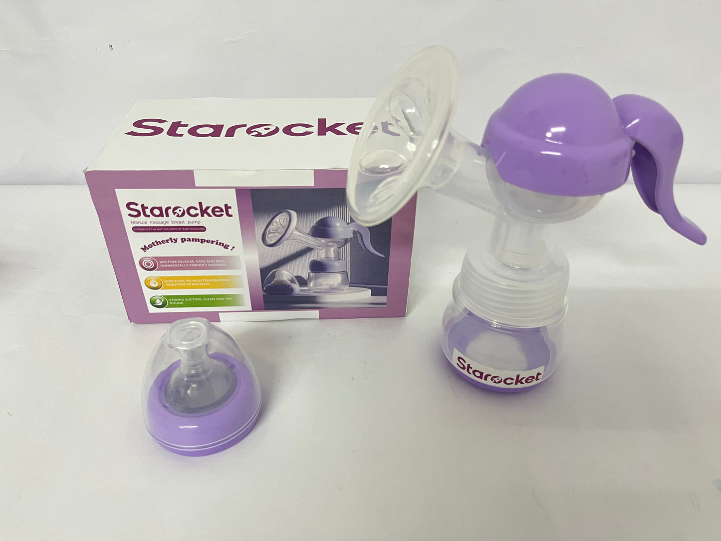 Starocket Manual Breast Pump, Hand Pump with Comfortable Flange, Includes 5oz Baby Bottle with Slow Flow Nipple, Breastfeeding Essentials