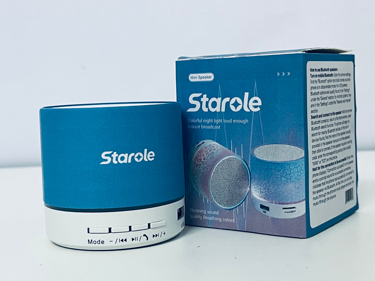 Starole Mini Bluetooth Speaker with Colorful Breathing Light, Stunning Sound Quality, Portable Wireless Speaker for Home & Outdoor, Your Perfect Audio & Ambiance Companion