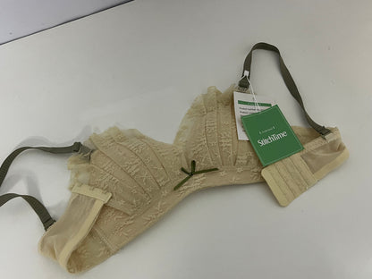 [StitchTime Bras]-Cream Lace Wireless Bra - French Triangle Cup Breathable Lingerie