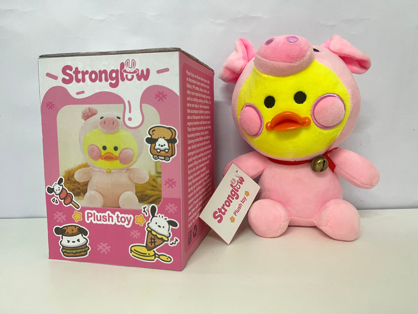 [Stronglow Stuffed toys]-Pink Pig Costume Duck Plush Toy - Cute Healing Comfort Doll