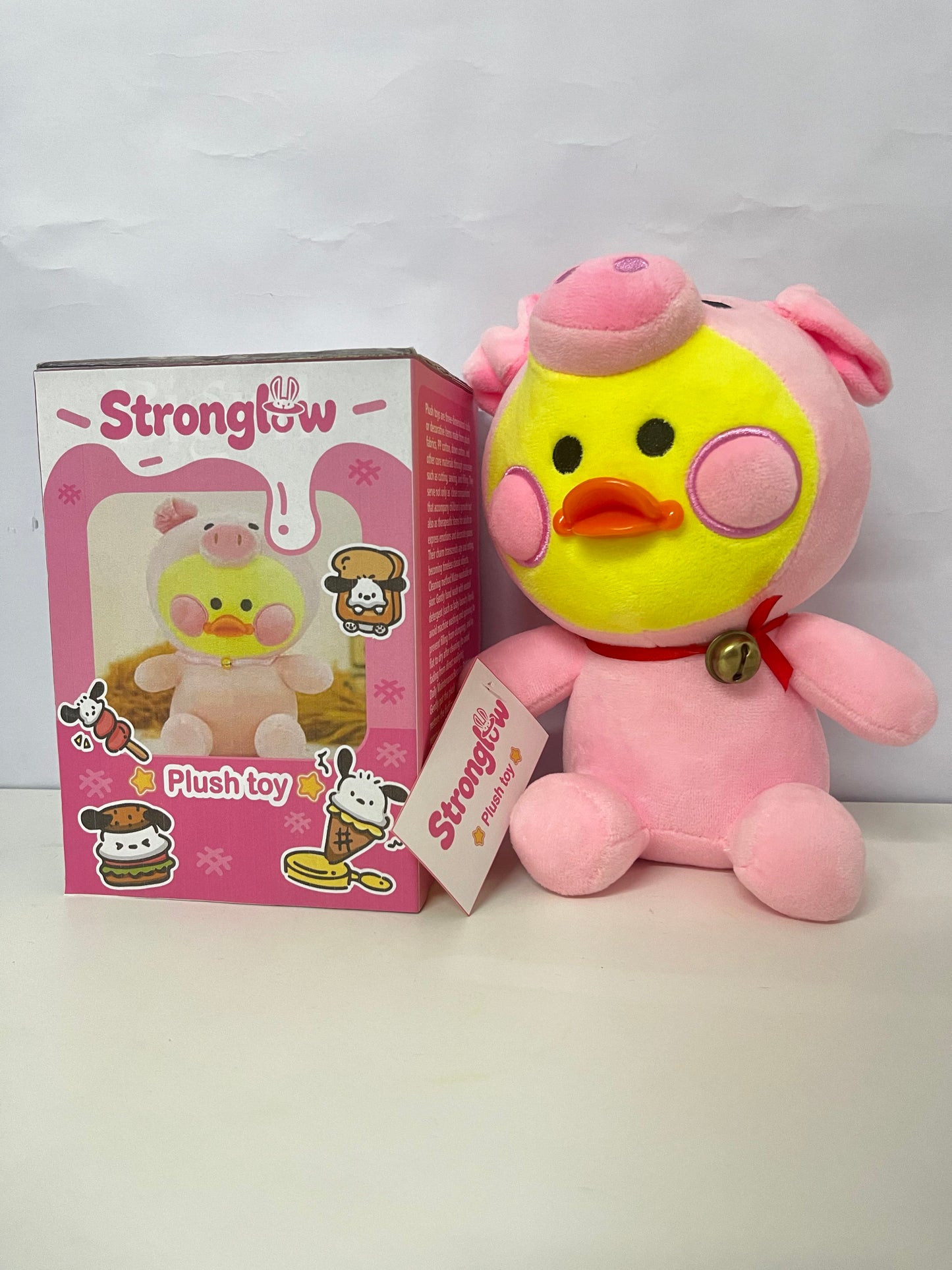 [Stronglow Stuffed toys]-Pink Pig Costume Duck Plush Toy - Cute Healing Comfort Doll