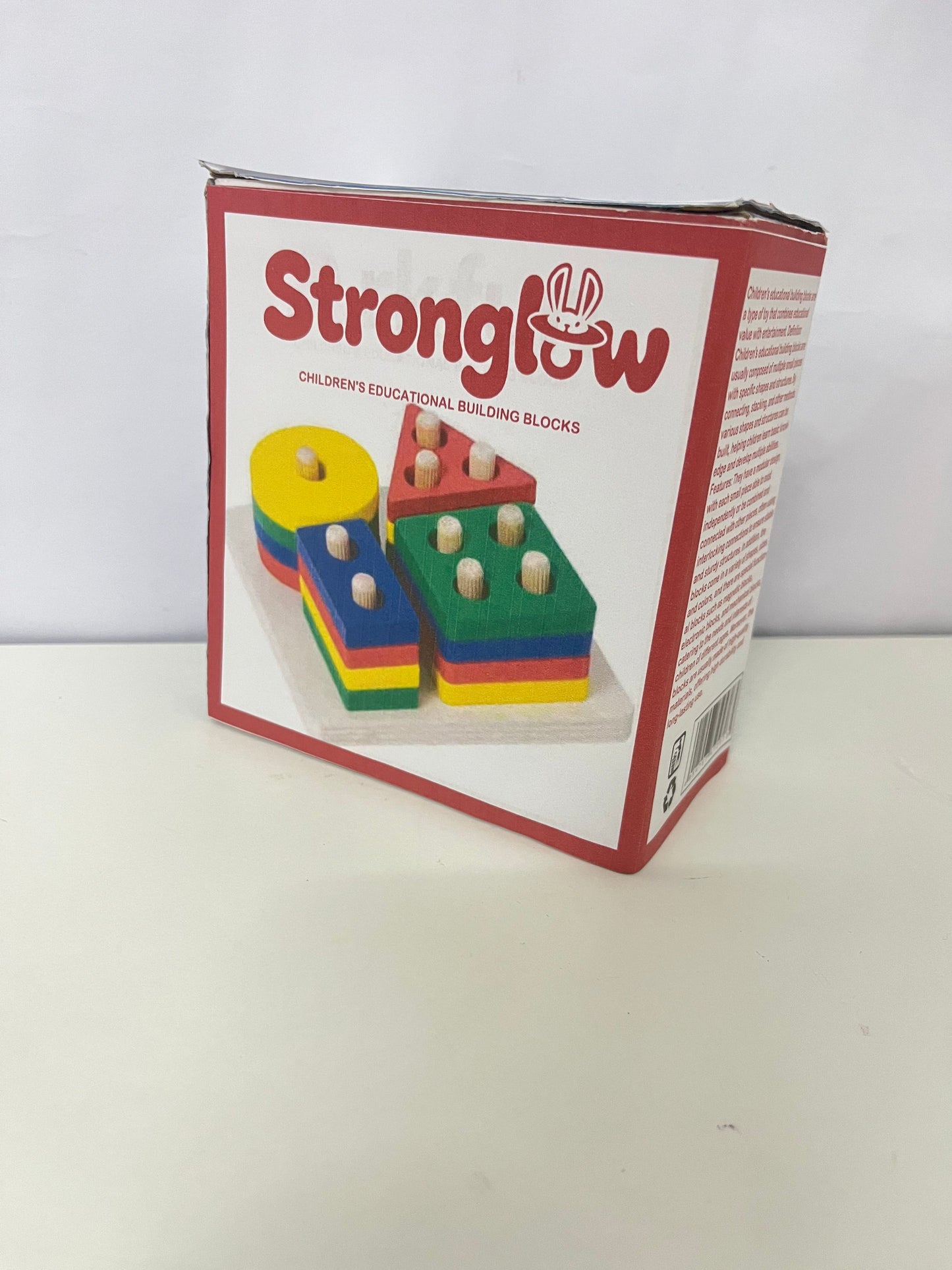 [Stronglow Toy construction blocks]-Geometric Shape Peg Board Blocks - Kids Educational Wooden Toy