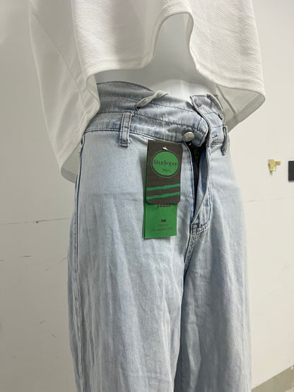 【Studiopen High-Waist Wide-Leg Jeans】—— Retro Style with Modern Comfort