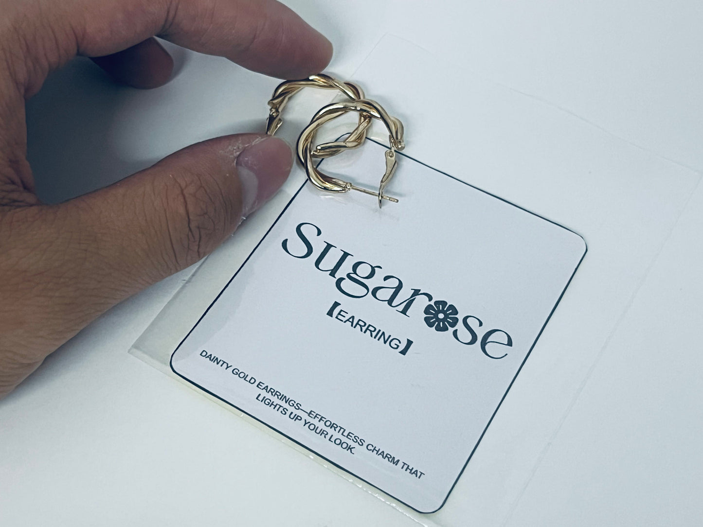 Sugarose Twisted Gold Hoop Earrings Exquisite & Minimalist Retro & Eye-Catching A Casual Interpretation of Ear Style