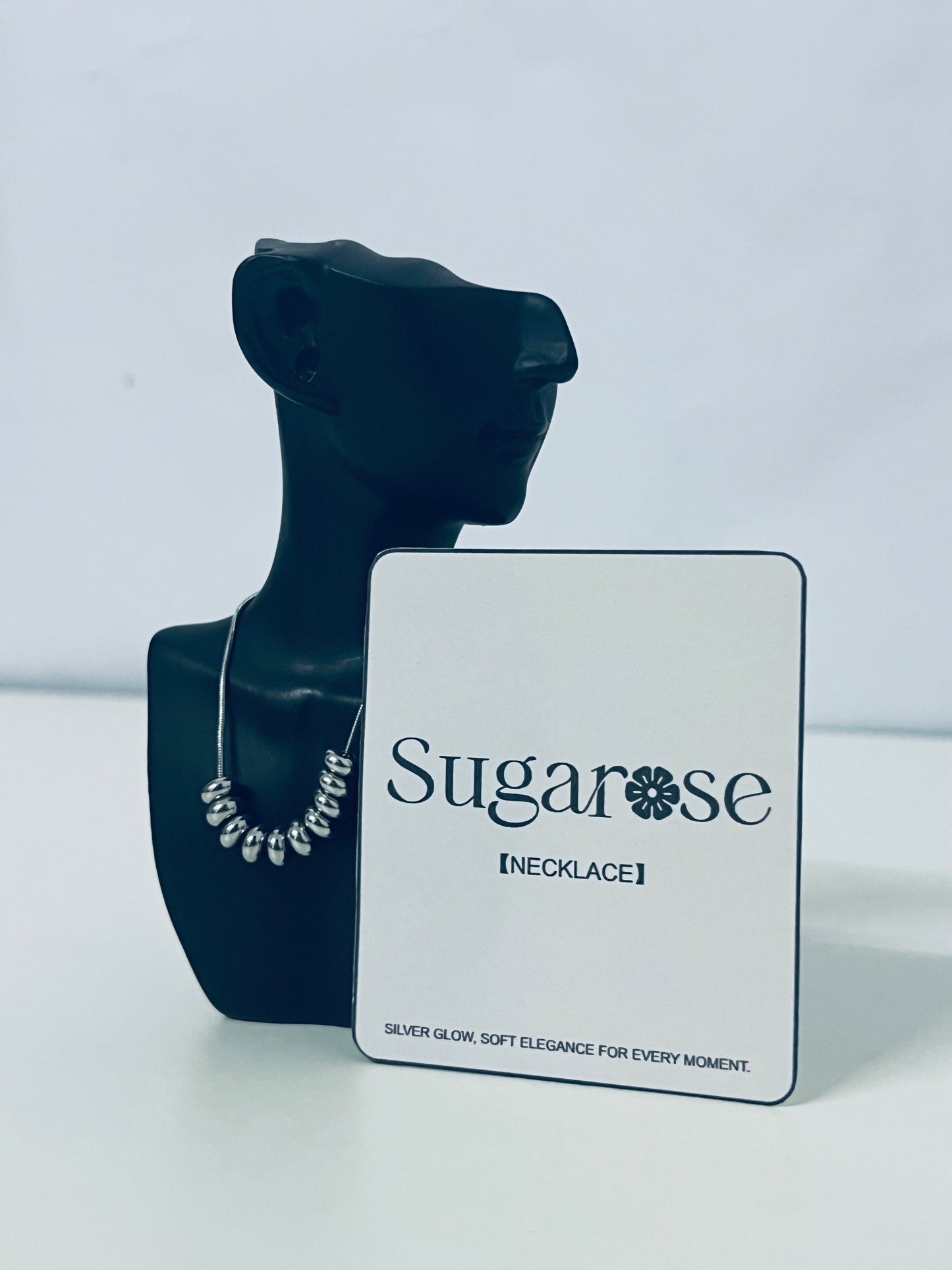 Sugarose Silver Glow Beaded Necklace Minimalist Texture Niche Design A Moment of Elegance Around the Neck