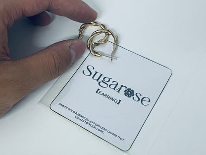 Sugarose Twisted Gold Hoop Earrings Exquisite & Minimalist Retro & Eye-Catching A Casual Interpretation of Ear Style