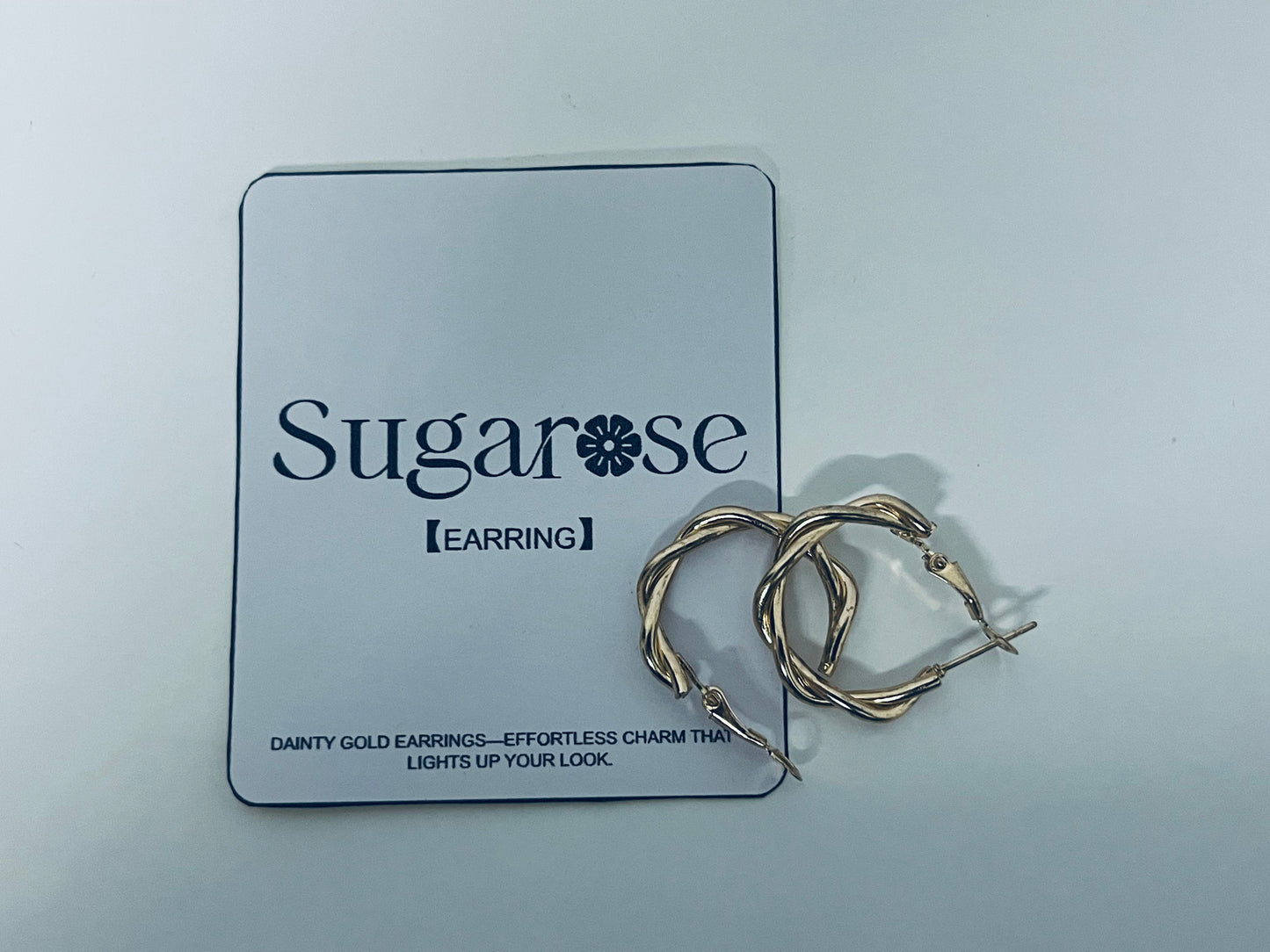 Sugarose Twisted Gold Hoop Earrings Exquisite & Minimalist Retro & Eye-Catching A Casual Interpretation of Ear Style