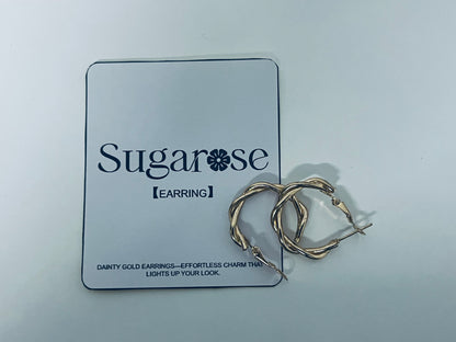 Sugarose Twisted Gold Hoop Earrings Exquisite & Minimalist Retro & Eye-Catching A Casual Interpretation of Ear Style