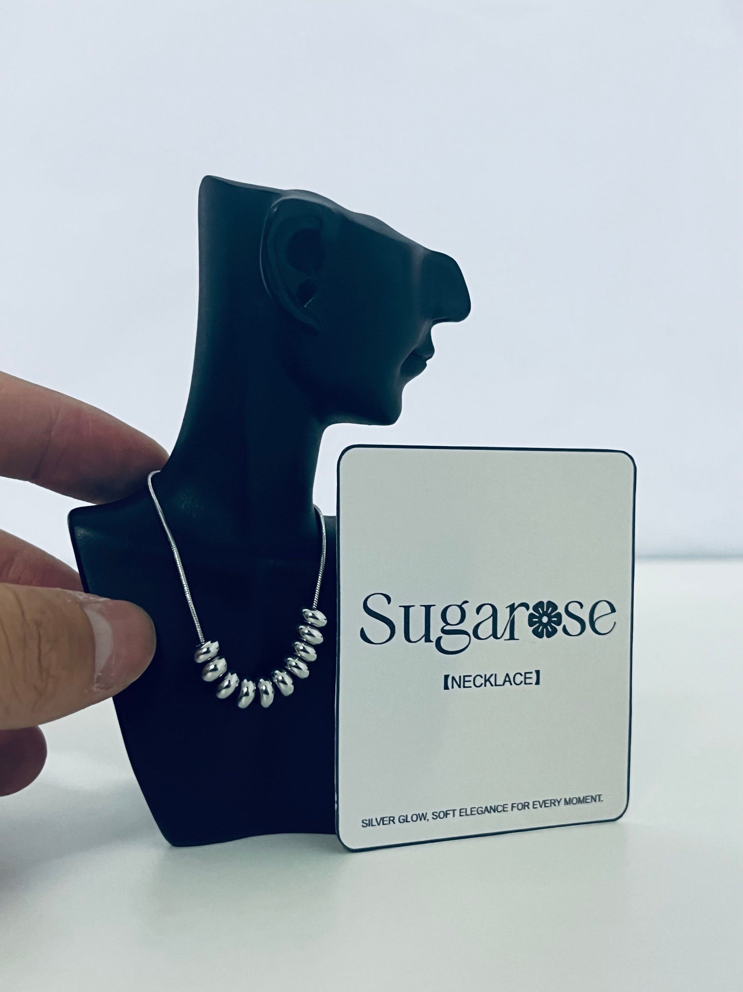 Sugarose Silver Glow Beaded Necklace Minimalist Texture Niche Design A Moment of Elegance Around the Neck