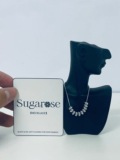 Sugarose Silver Glow Beaded Necklace Minimalist Texture Niche Design A Moment of Elegance Around the Neck