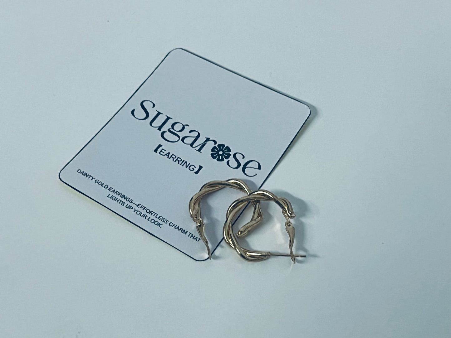 Sugarose Twisted Gold Hoop Earrings Exquisite & Minimalist Retro & Eye-Catching A Casual Interpretation of Ear Style
