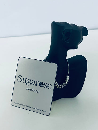 Sugarose Silver Glow Beaded Necklace Minimalist Texture Niche Design A Moment of Elegance Around the Neck
