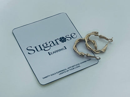 Sugarose Twisted Gold Hoop Earrings Exquisite & Minimalist Retro & Eye-Catching A Casual Interpretation of Ear Style