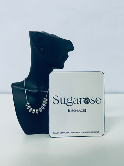 Sugarose Silver Glow Beaded Necklace Minimalist Texture Niche Design A Moment of Elegance Around the Neck