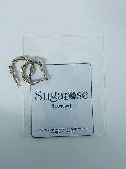 Sugarose Twisted Gold Hoop Earrings Exquisite & Minimalist Retro & Eye-Catching A Casual Interpretation of Ear Style