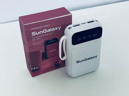 SunGalaxy Portable Power Bank with Built-in 4 Cables, Digital Display, Multi-Input & Output