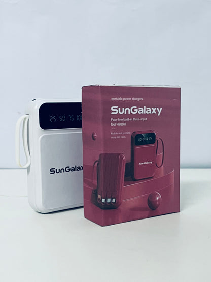 SunGalaxy Portable Power Bank with Built-in 4 Cables, Digital Display, Multi-Input & Output