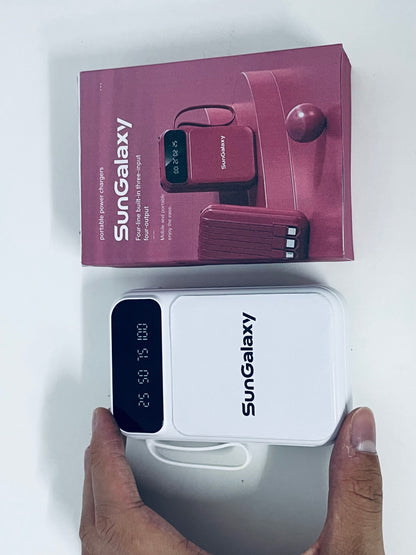 SunGalaxy Portable Power Bank with Built-in 4 Cables, Digital Display, Multi-Input & Output