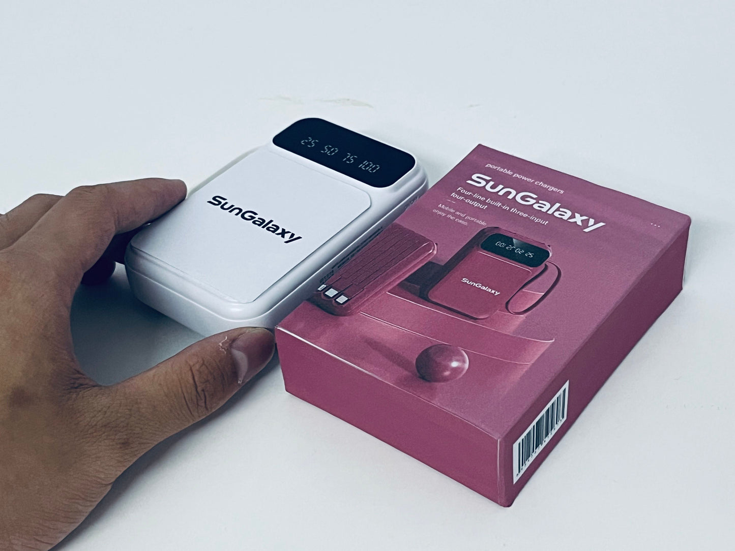 SunGalaxy Portable Power Bank with Built-in 4 Cables, Digital Display, Multi-Input & Output