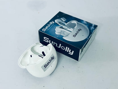 SunJolly True Wireless Earbuds, Bluetooth 5.3 Connection, Noise Cancelling, Waterproof, Touch Control, Charging Case, Premium Sound Quality, Comfortable Fit – White