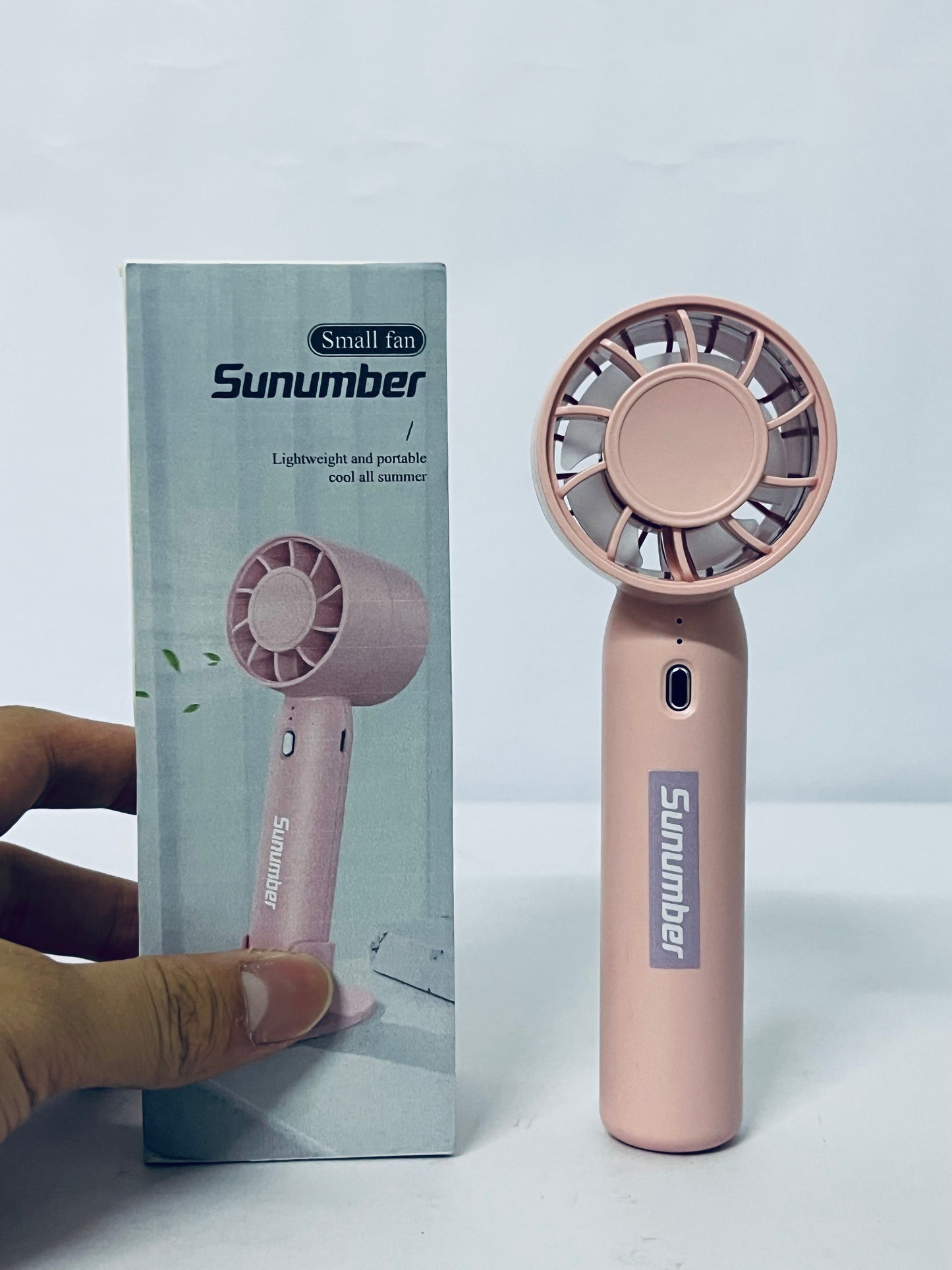 Sunumber Portable Handheld Fan, Speed Adjustable Turbo Mini and 3600mAh Battery Rechargeable Personal Fan, Digital Display, Gifts for Women Men Travel/Camping/Outdoor-Pink