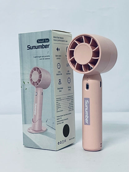Sunumber Portable Handheld Fan, Speed Adjustable Turbo Mini and 3600mAh Battery Rechargeable Personal Fan, Digital Display, Gifts for Women Men Travel/Camping/Outdoor-Pink