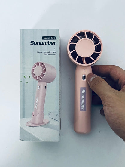 Sunumber Portable Handheld Fan, Speed Adjustable Turbo Mini and 3600mAh Battery Rechargeable Personal Fan, Digital Display, Gifts for Women Men Travel/Camping/Outdoor-Pink