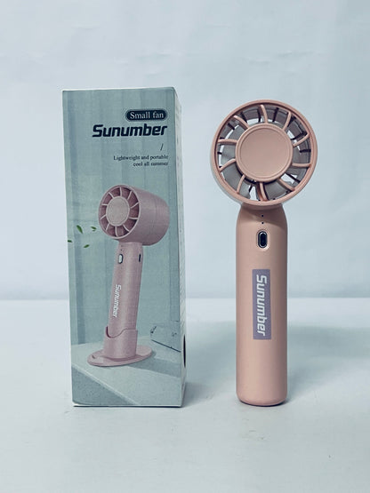 Sunumber Portable Handheld Fan, Speed Adjustable Turbo Mini and 3600mAh Battery Rechargeable Personal Fan, Digital Display, Gifts for Women Men Travel/Camping/Outdoor-Pink