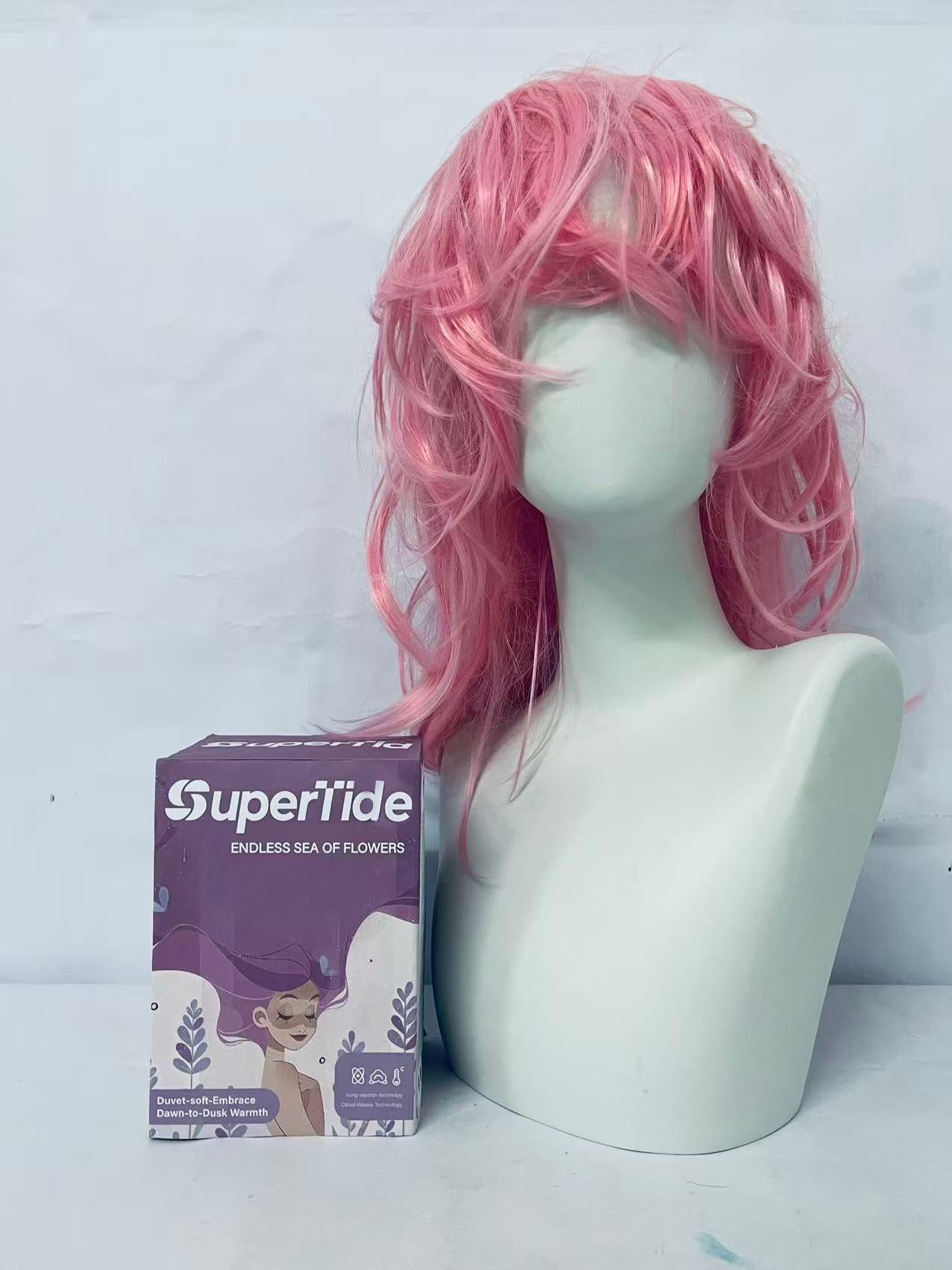 SuperTide Pink Wavy Wig: Romantic Curls, Unlock Your Sweet Fashion Identity
