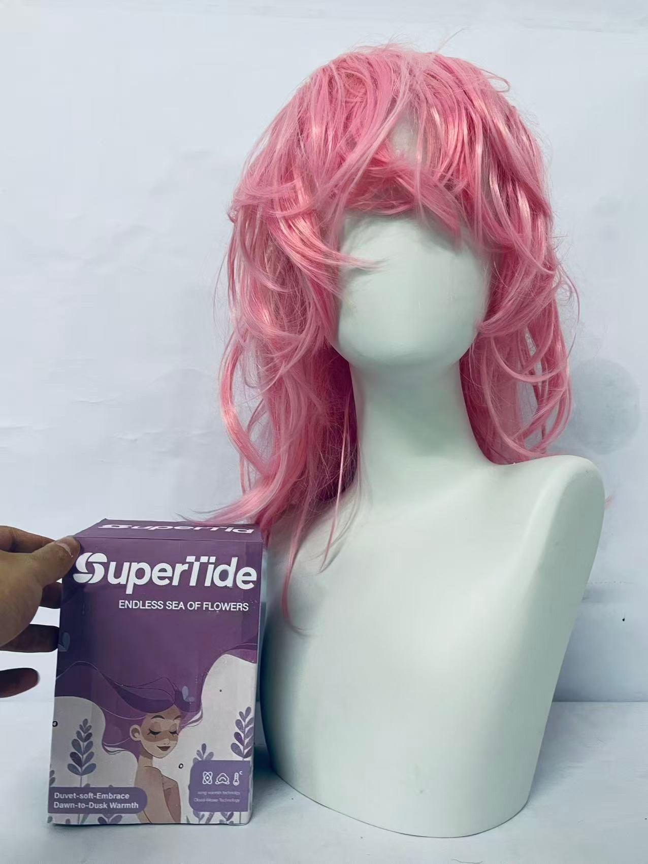 SuperTide Pink Wavy Wig: Romantic Curls, Unlock Your Sweet Fashion Identity