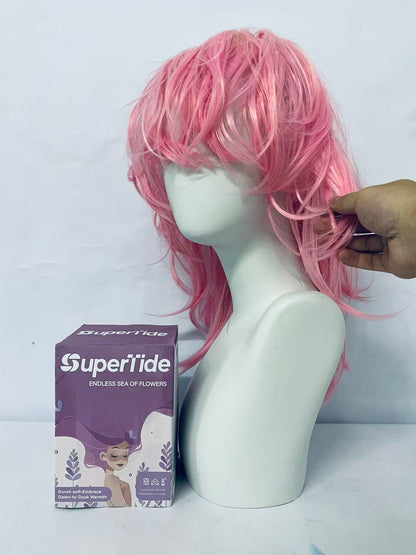 SuperTide Pink Wavy Wig: Romantic Curls, Unlock Your Sweet Fashion Identity