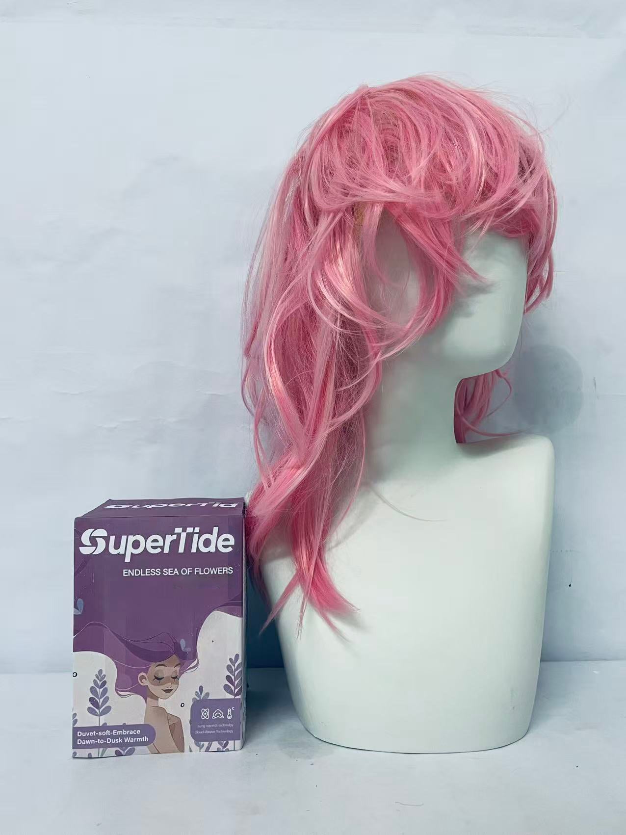 SuperTide Pink Wavy Wig: Romantic Curls, Unlock Your Sweet Fashion Identity