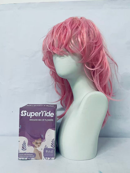 SuperTide Pink Wavy Wig: Romantic Curls, Unlock Your Sweet Fashion Identity