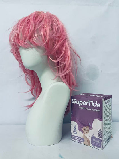 SuperTide Pink Wavy Wig: Romantic Curls, Unlock Your Sweet Fashion Identity
