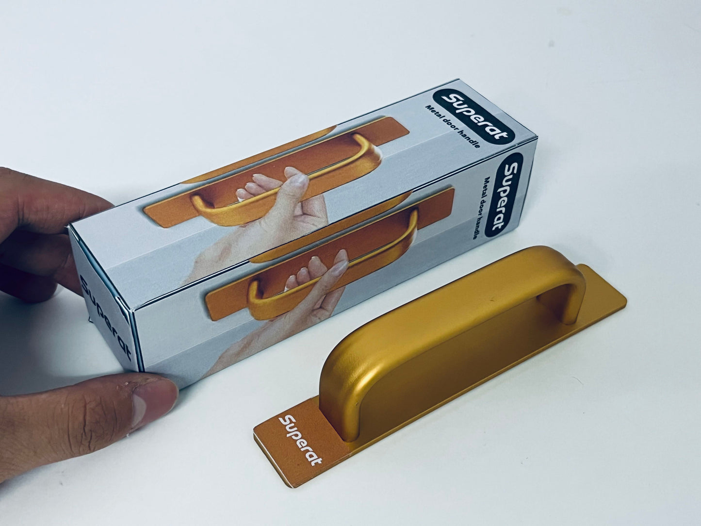 Superat Gold Metal Door Handle, Ergonomic Design, Sturdy & Durable, Suitable for Doors, Cabinet Doors, Drawers, Light Luxury Home Hardware Accessories
