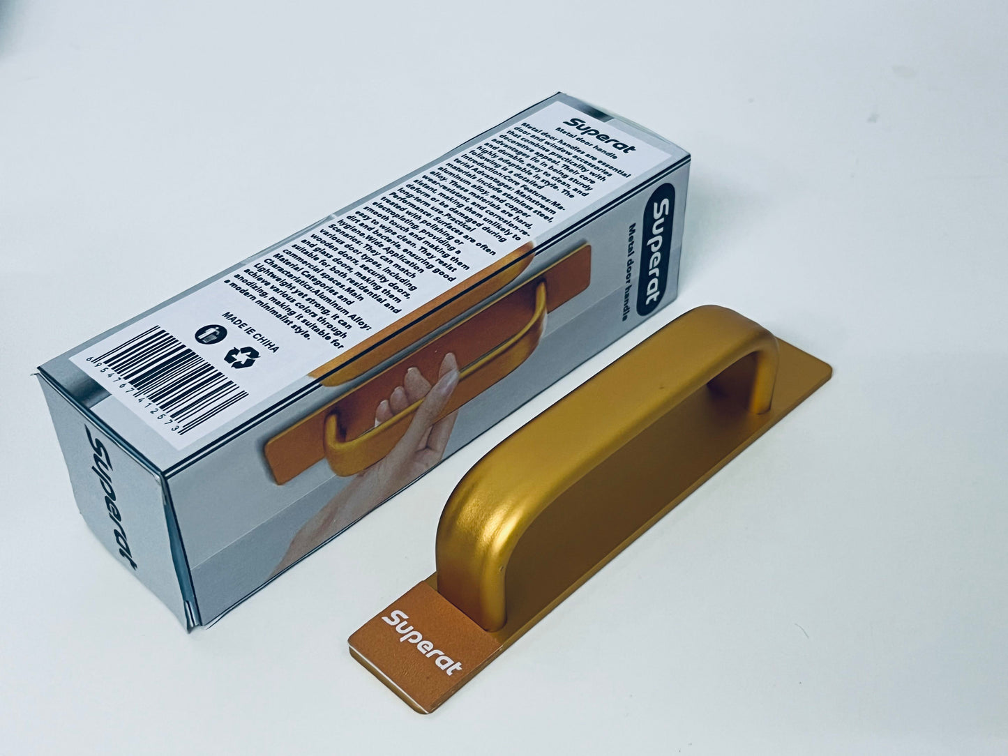 Superat Gold Metal Door Handle, Ergonomic Design, Sturdy & Durable, Suitable for Doors, Cabinet Doors, Drawers, Light Luxury Home Hardware Accessories